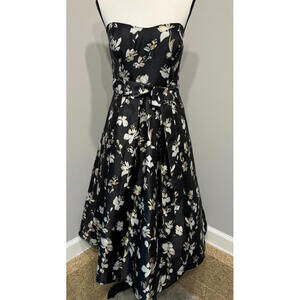 1901 Size 6 Strapless Floral Jacquard‎ Fit & Flare Midi Dress